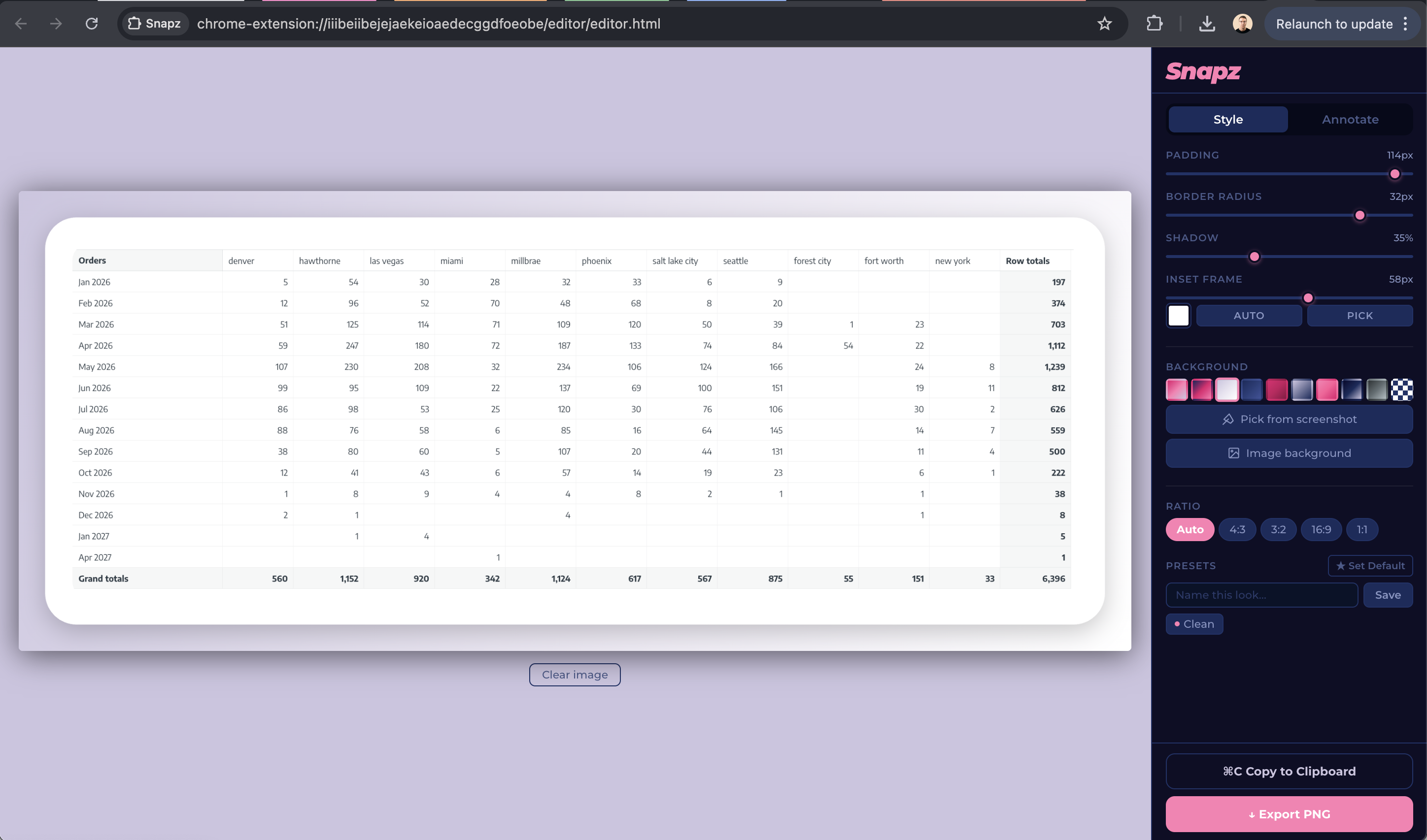 Screenshot beautified with Snapz — lavender gradient background, rounded corners, clean frame